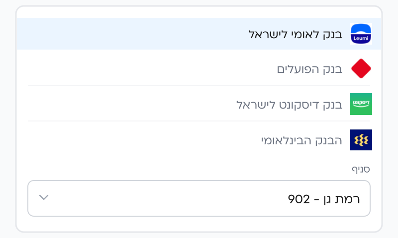 שדות בנקים וסניפים